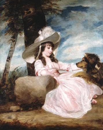 Sir Joshua Reynolds Portrait of Miss Anna Ward with Her Dog oil painting image
